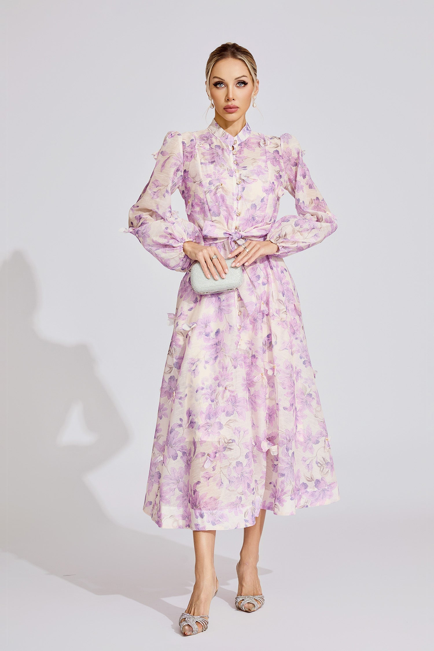 Elara Purple Floral Maxi Dress