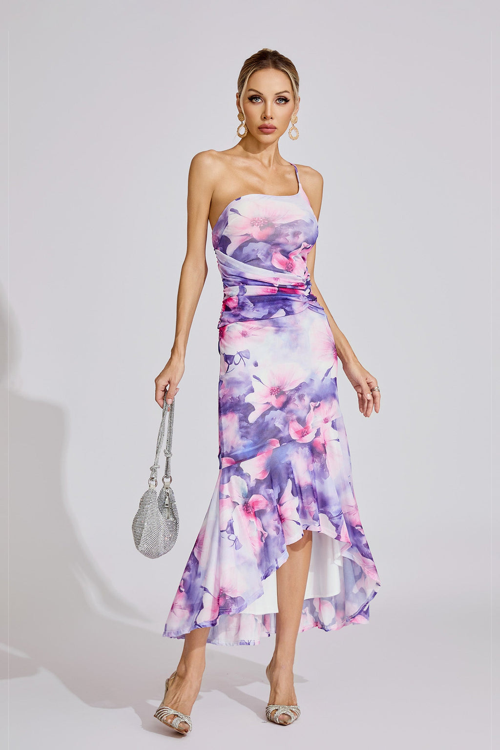 Ella Purple Off-Shoulder Maxi Dress