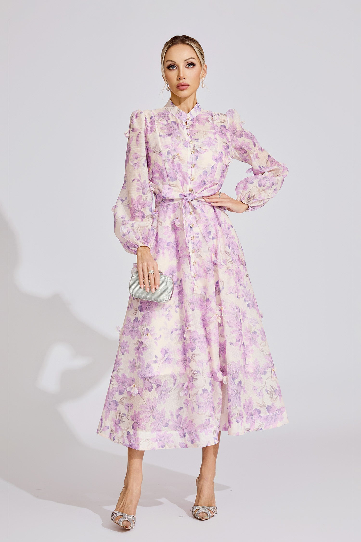 Elara Purple Floral Maxi Dress