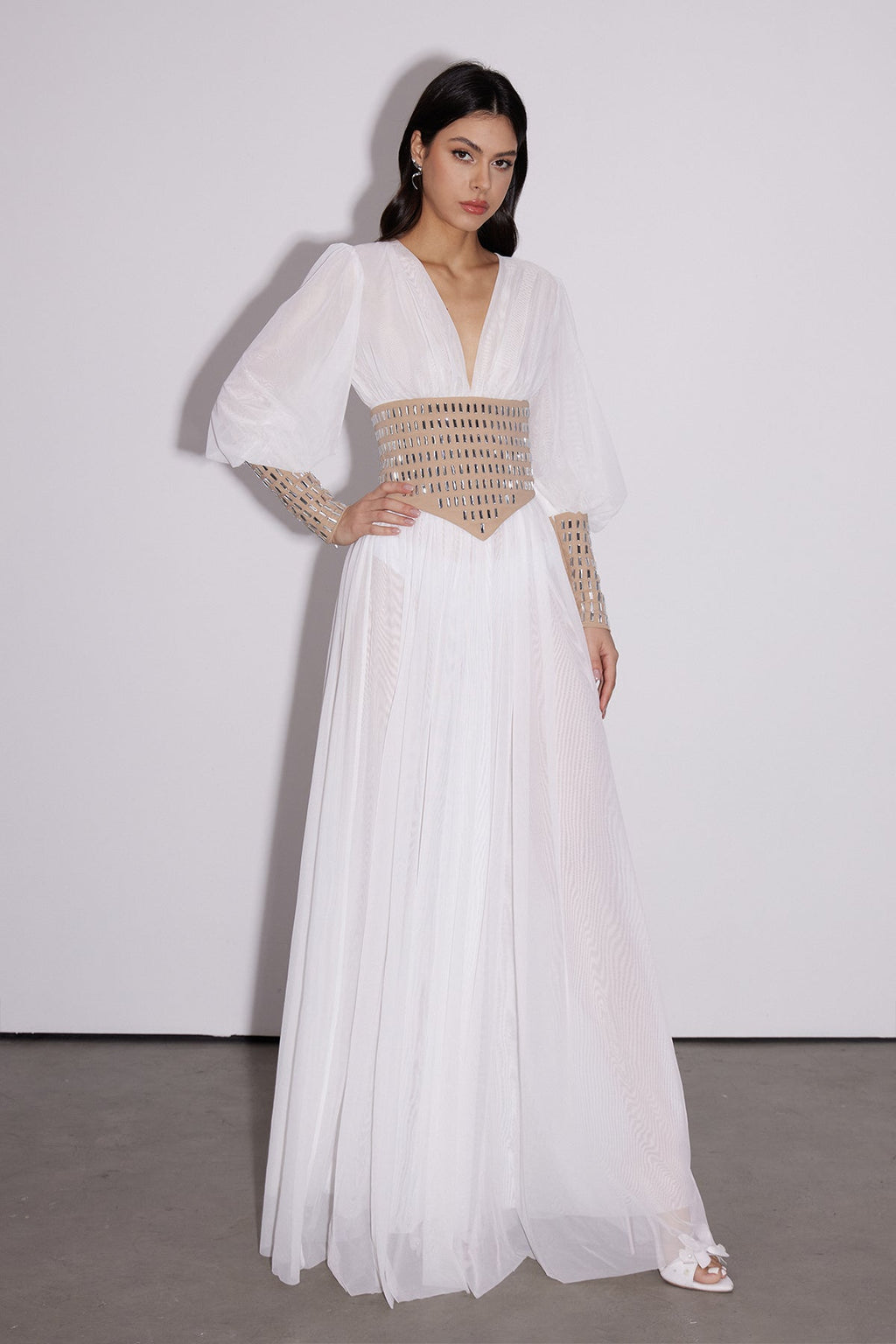 Elya Crystal Mesh Maxi Dress