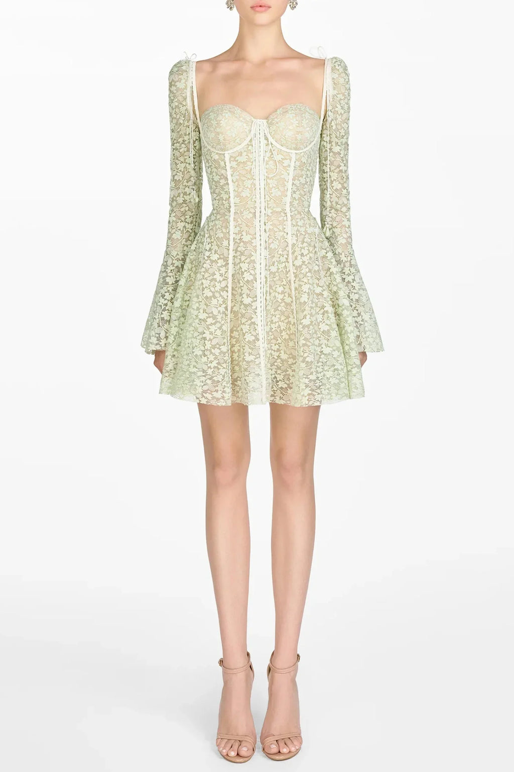 Emani Floral Lace Corset Mini Dress - Mint