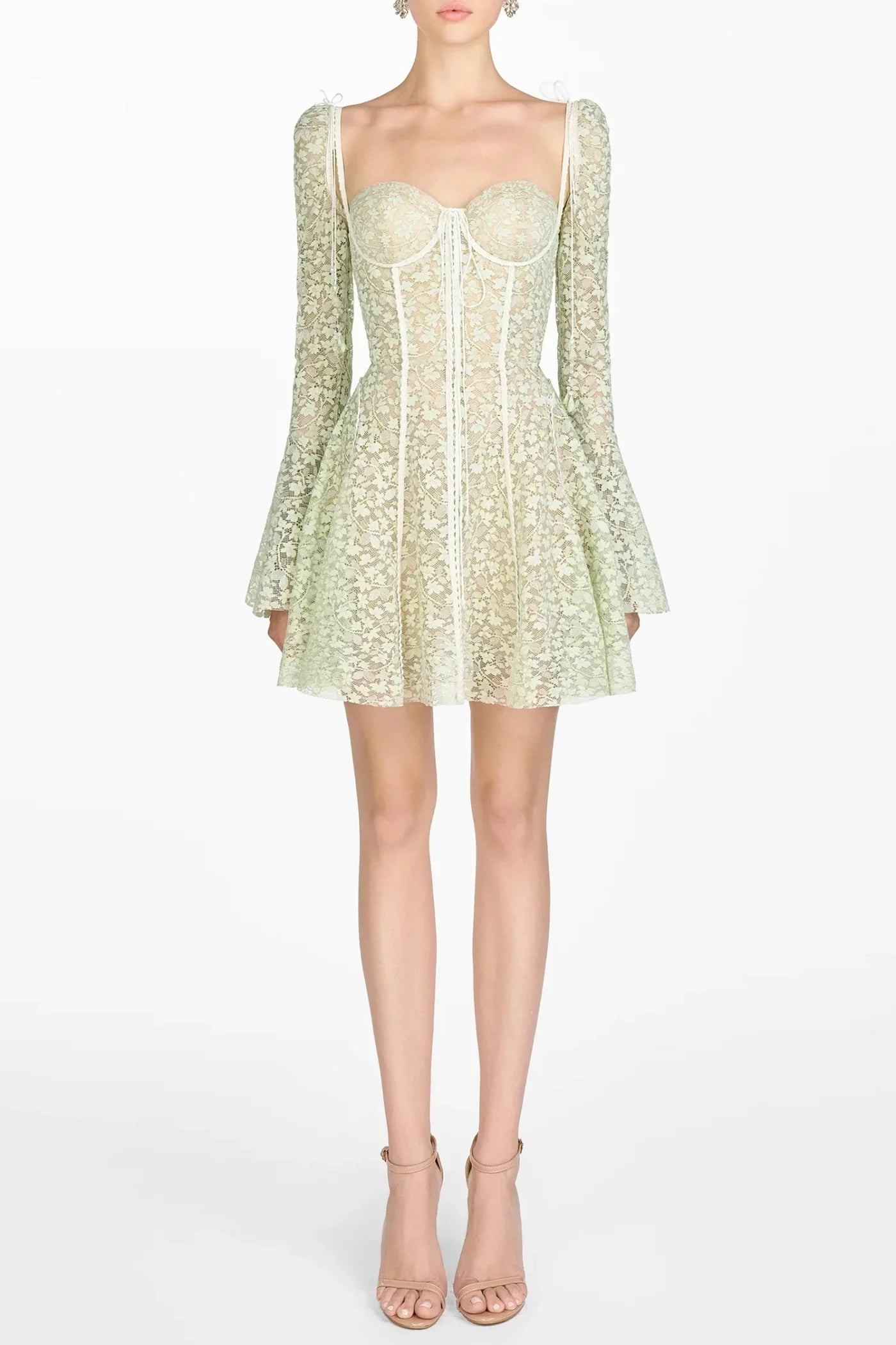 Emani Floral Lace Corset Mini Dress - Mint