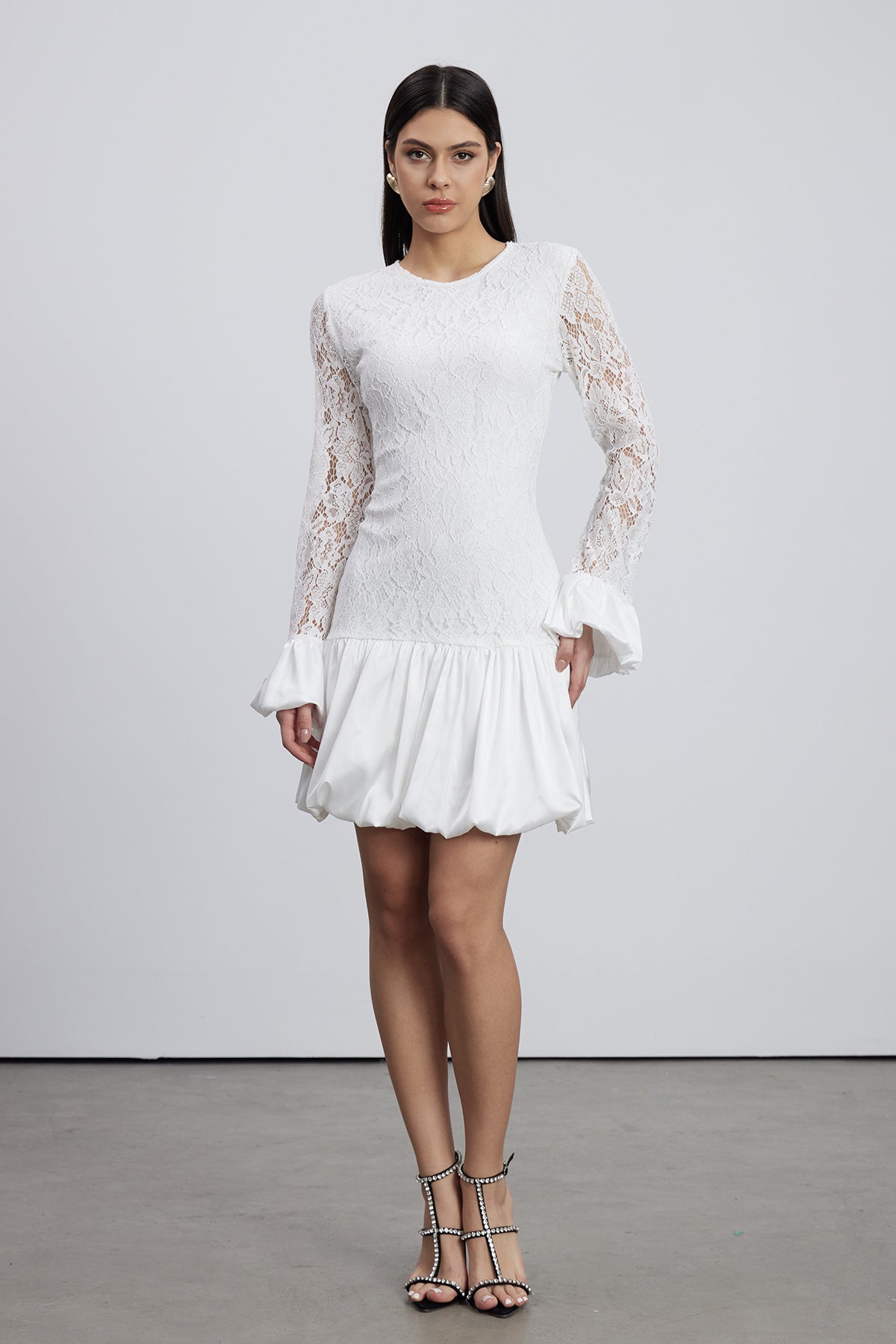 Emanoil Lace Bubble Mini Dress