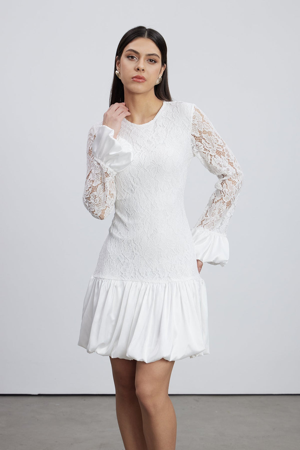 Emanoil Lace Bubble Mini Dress
