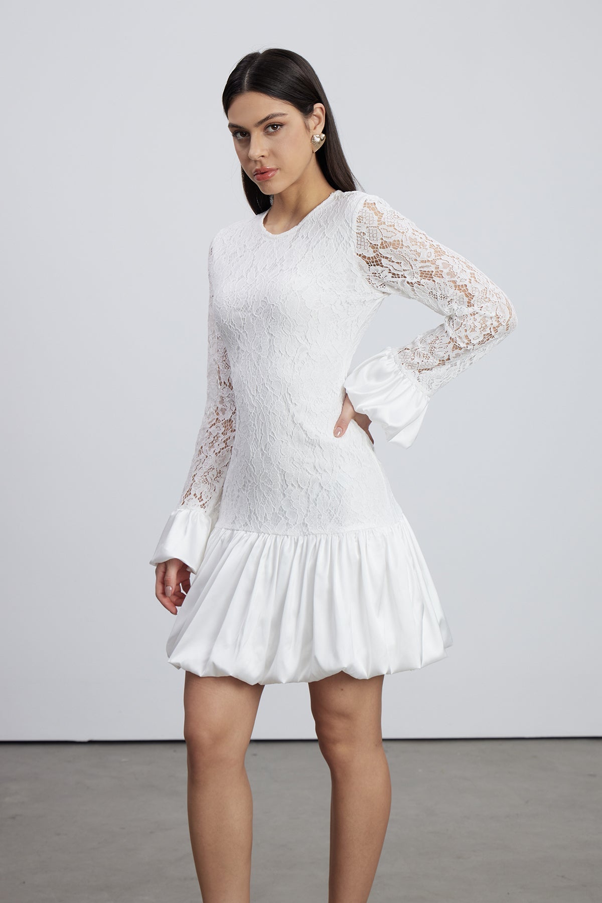 Emanoil Lace Bubble Mini Dress