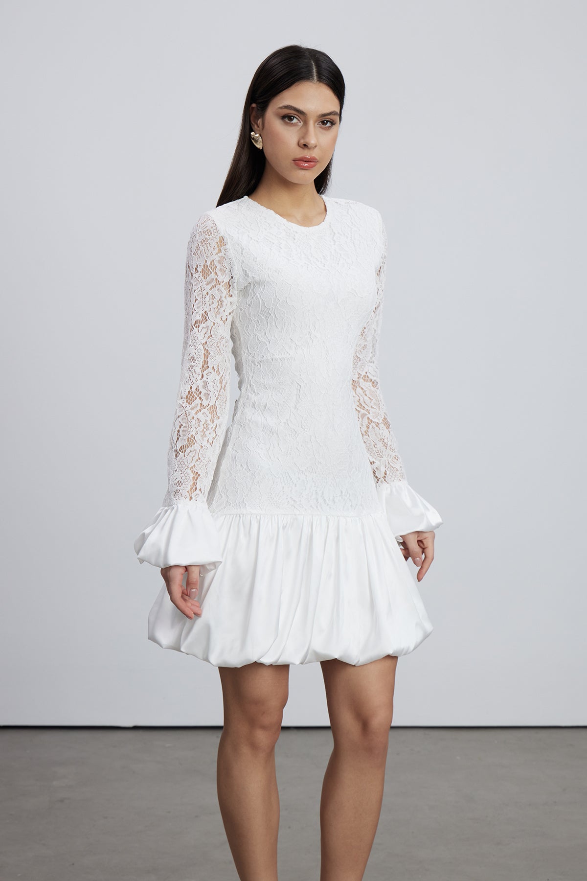 Emanoil Lace Bubble Mini Dress