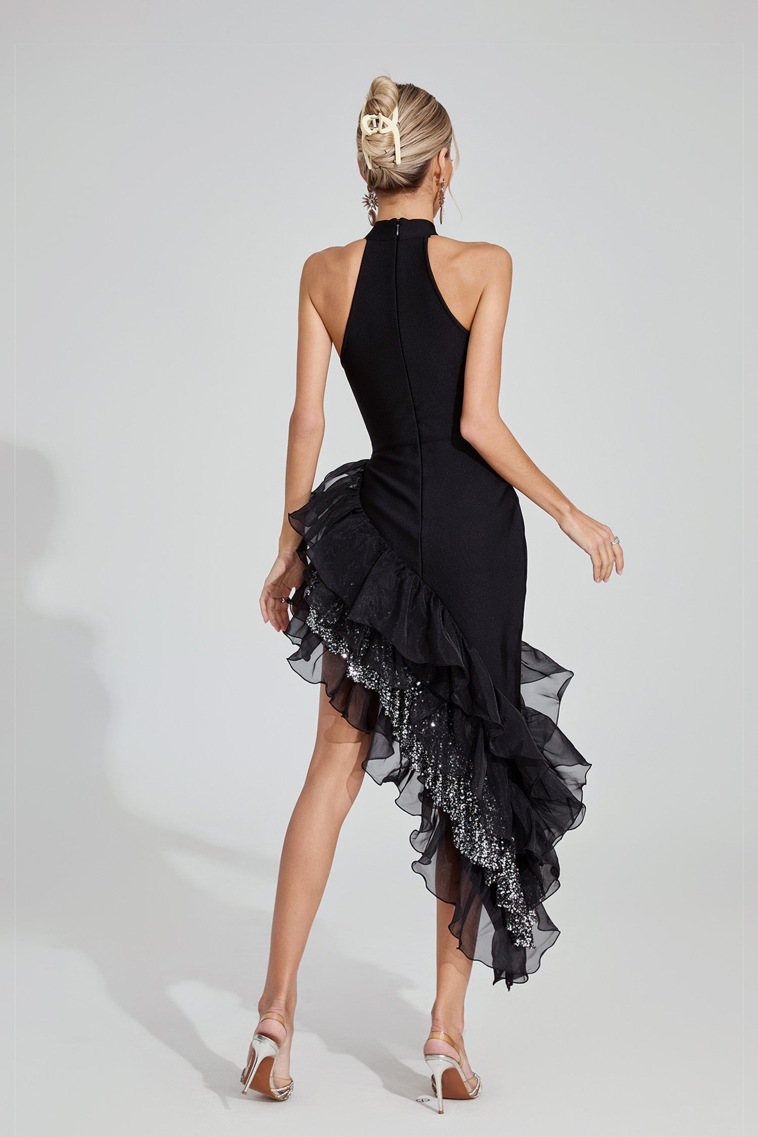 Embar Black Ruffle Maxi Dress