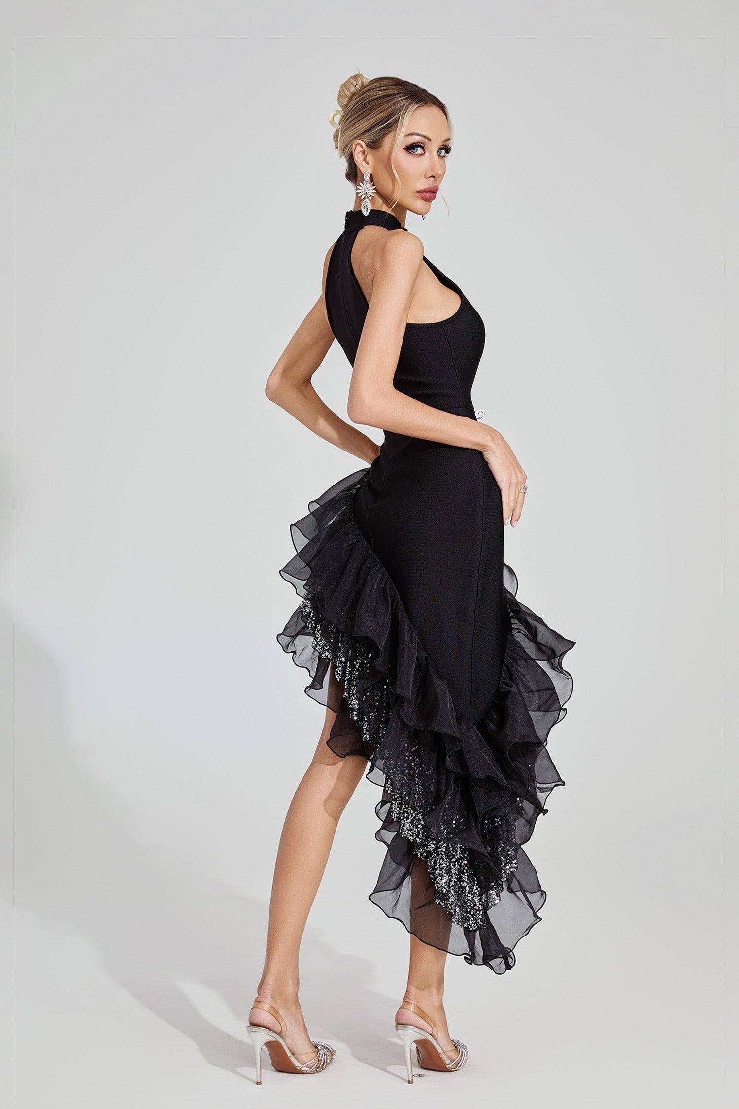 Embar Black Ruffle Maxi Dress