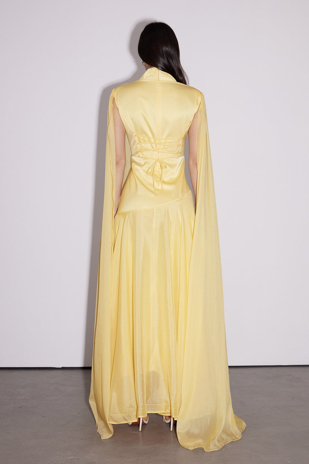 Emeka Cape Sleeve Silky Maxi Dress