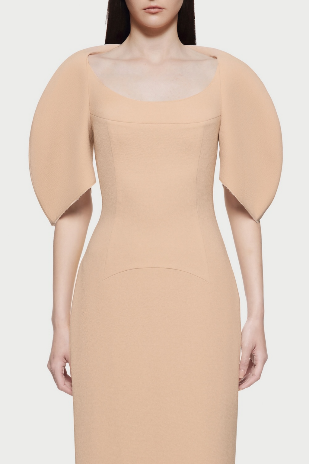 Esai Puff Sleeve Contrast Maxi Dress - Apricot