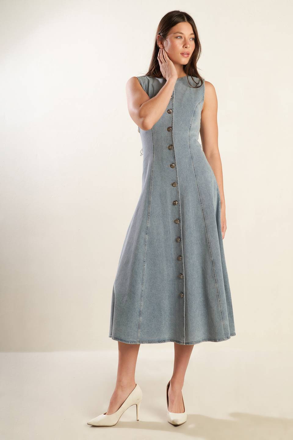 NAUTICAL & NICE - LIGHT DENIM - MIDI DRESS
