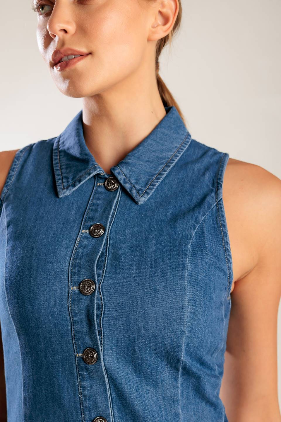 WHERE I WANT TO BE DENIM MINI DRESS