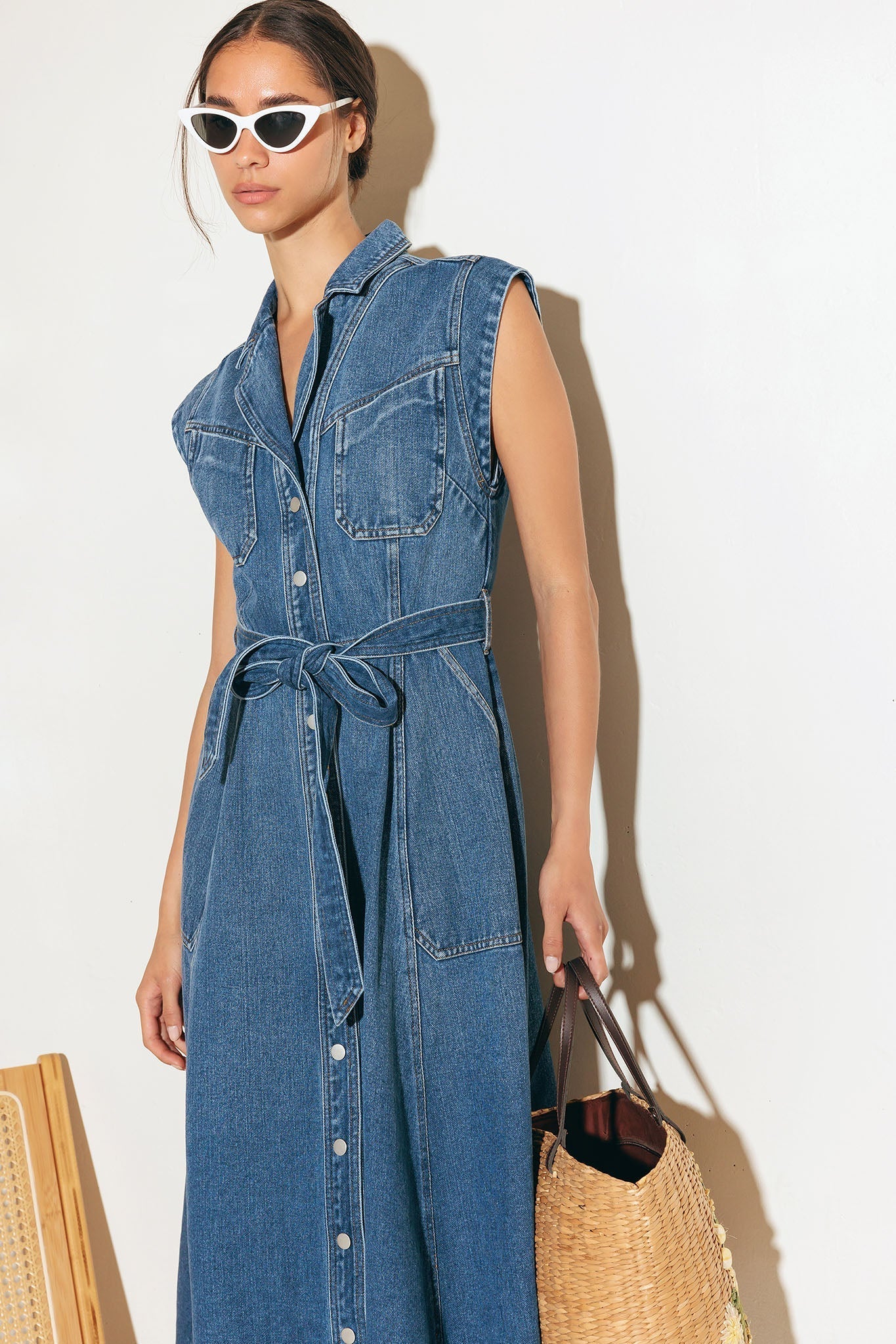 Ellery Washed Denim Midi Shirt Dress - FINAL SALE