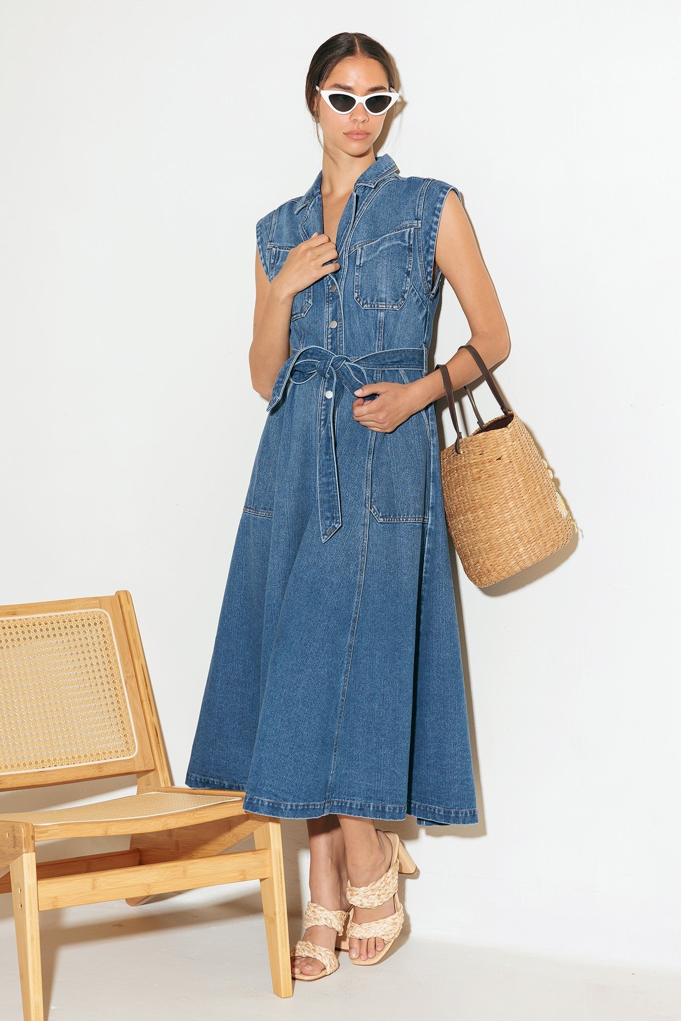 Ellery Washed Denim Midi Shirt Dress - FINAL SALE
