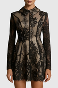 Fərəh Lapel Lace Mini Dress