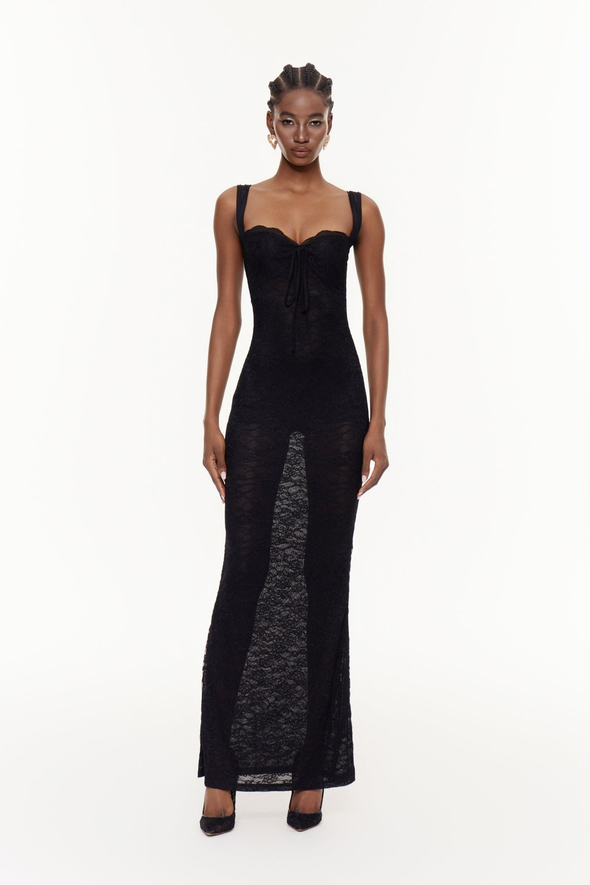 Fabio Spaghetti Lace Maxi Dress