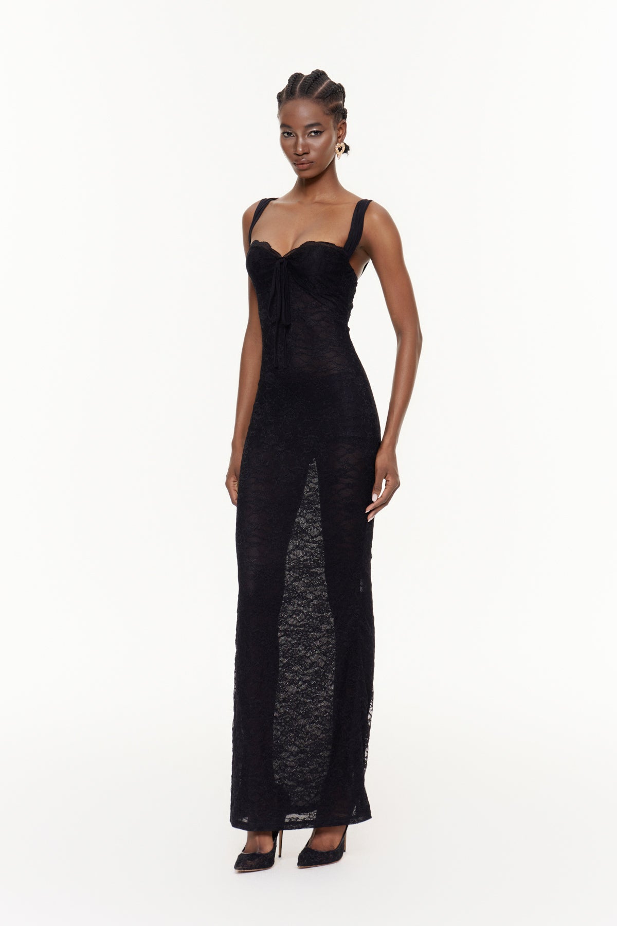 Fabio Spaghetti Lace Maxi Dress