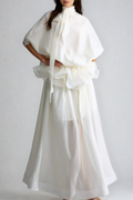 Fadi Batwing Sleeve Ruffle Maxi Dress