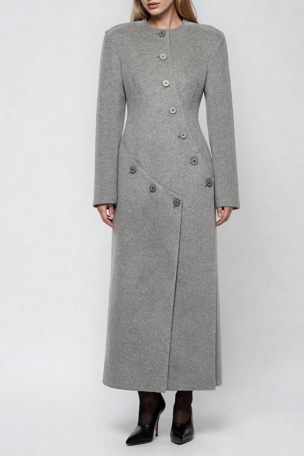 Fadile Asymmetric Split Button Maxi Dress