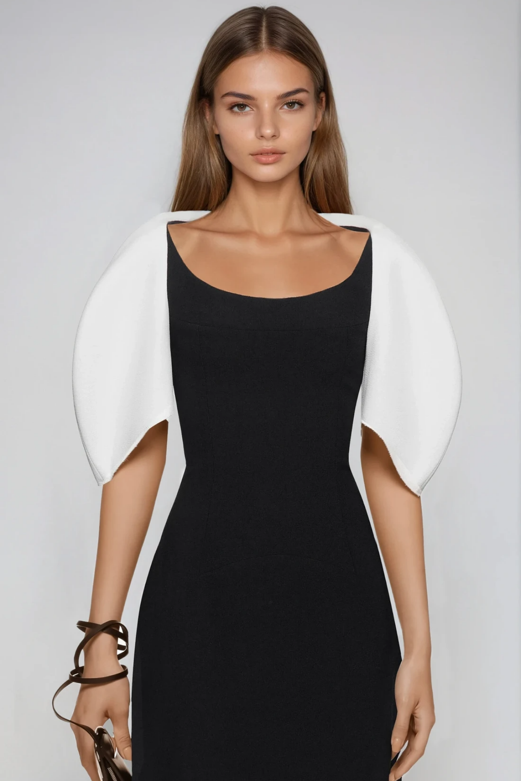 Fahd Puff Sleeve Colorblock Maxi Dress In Black