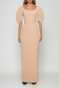 Fahd Puff Sleeve Maxi Dress In Apricot