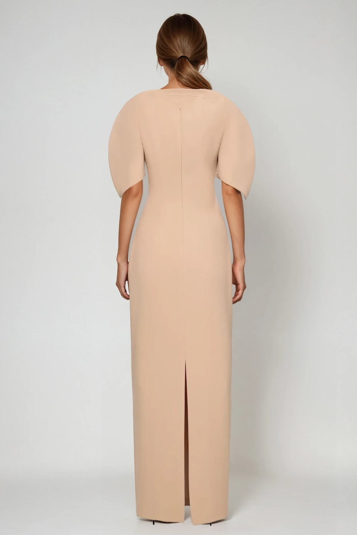 Fahd Puff Sleeve Maxi Dress In Apricot