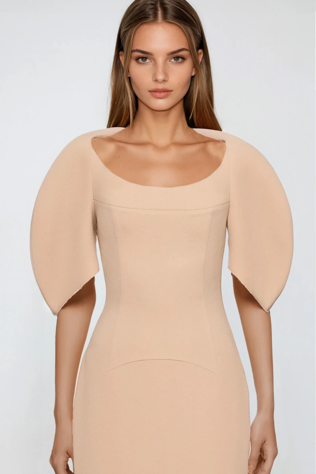 Fahd Puff Sleeve Maxi Dress In Apricot
