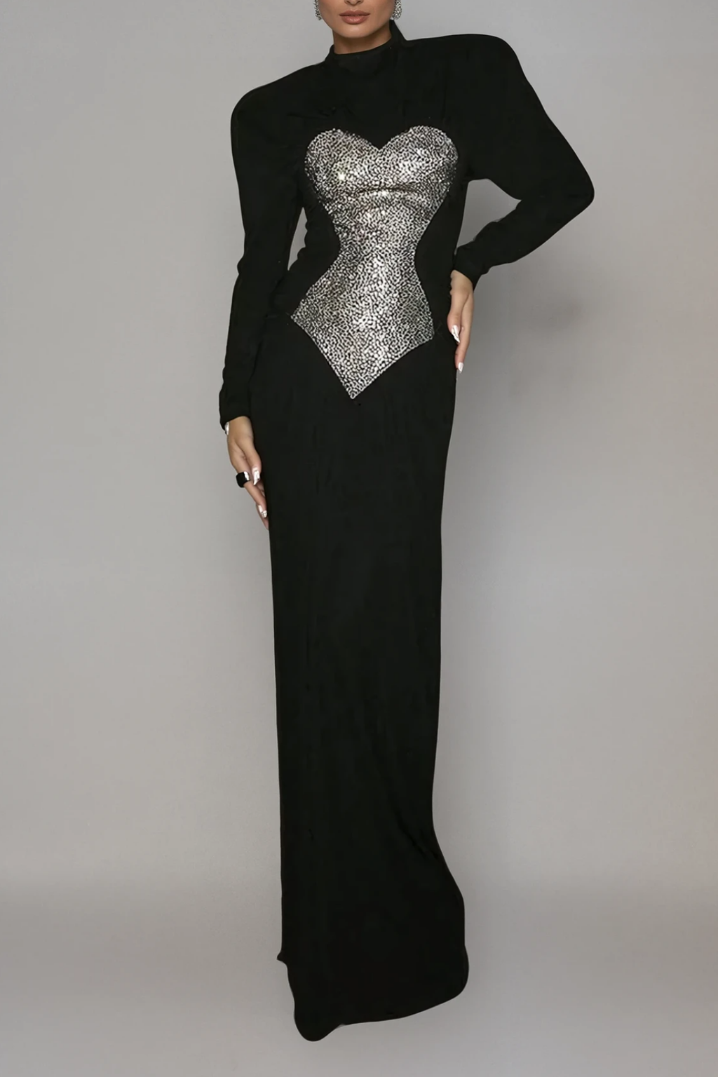 Fahmida Rhinestone Bodycon Maxi Dress