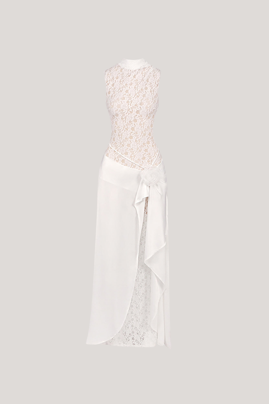 Fahri Sleeveless Flower Lace Maxi Dress