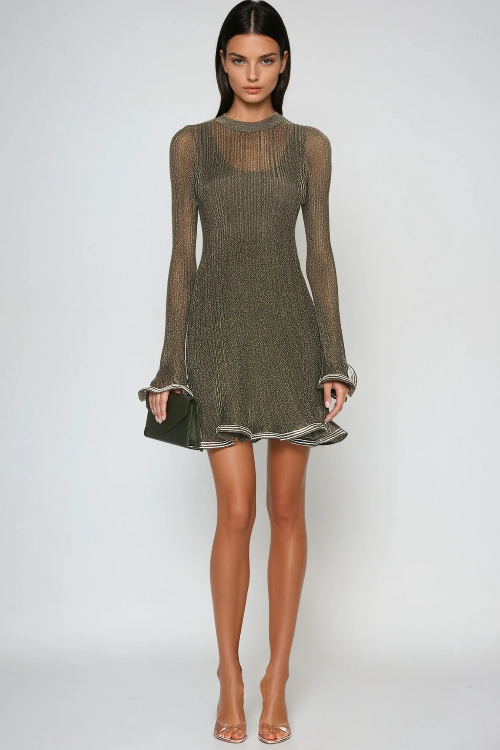 Faina Rhinestone Ruffle Mini Dress