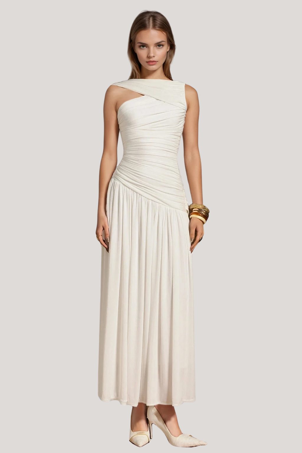 Fairuz Asymmetric Draped Maxi Dress