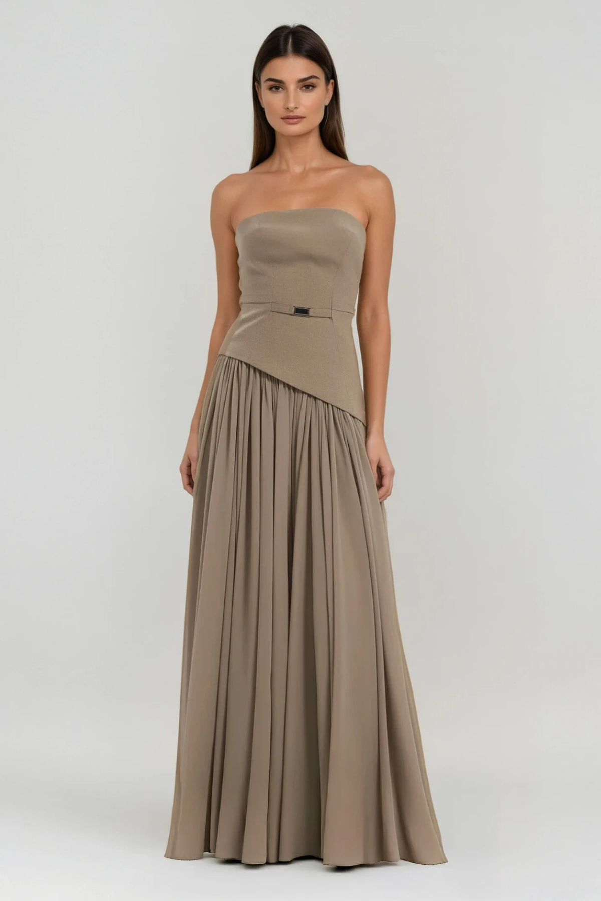 Faiza Strapless Pleated Maxi Dress