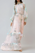 Fallon Butterfly Ruffle Mesh Maxi Dress