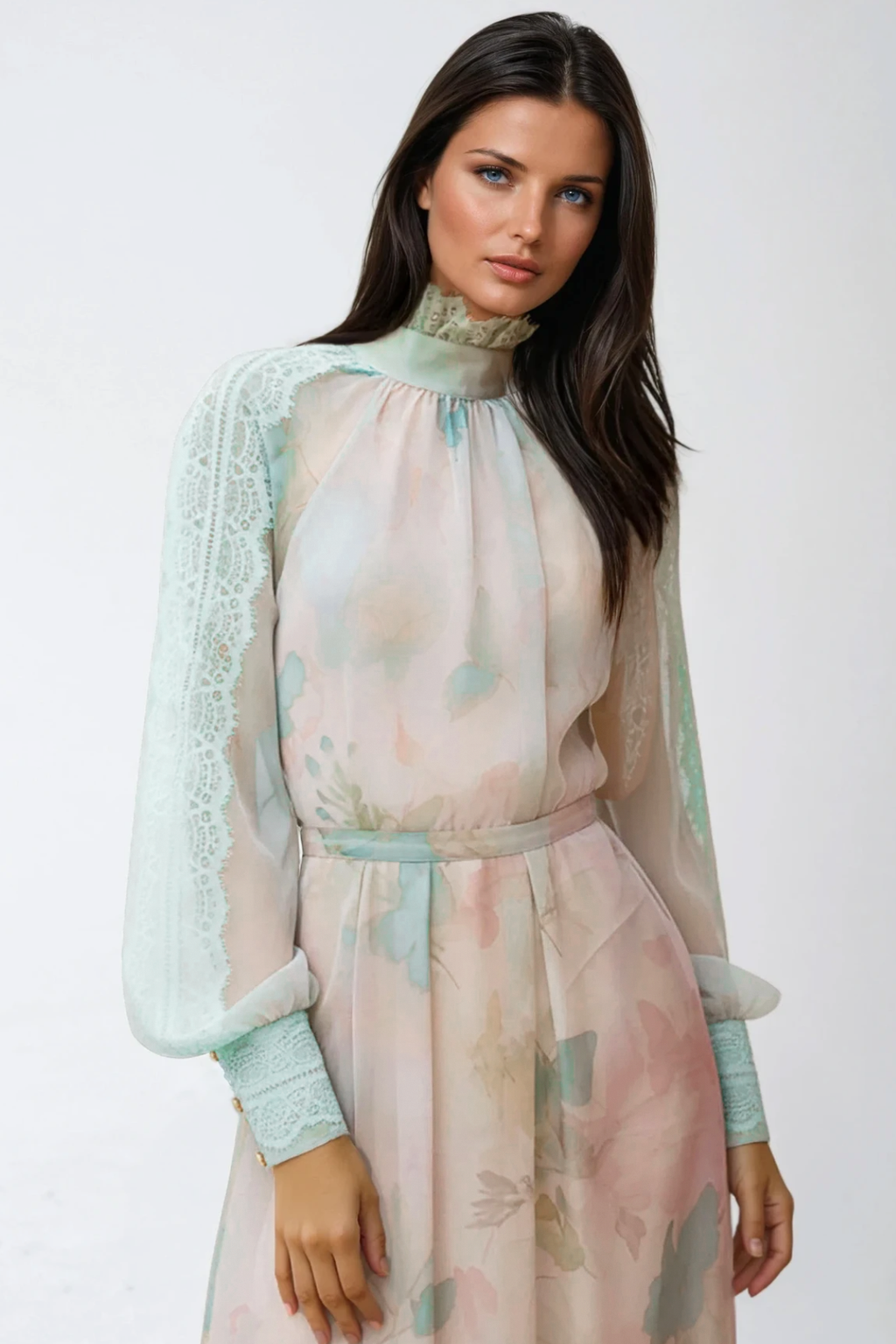 Fallon Butterfly Ruffle Mesh Maxi Dress