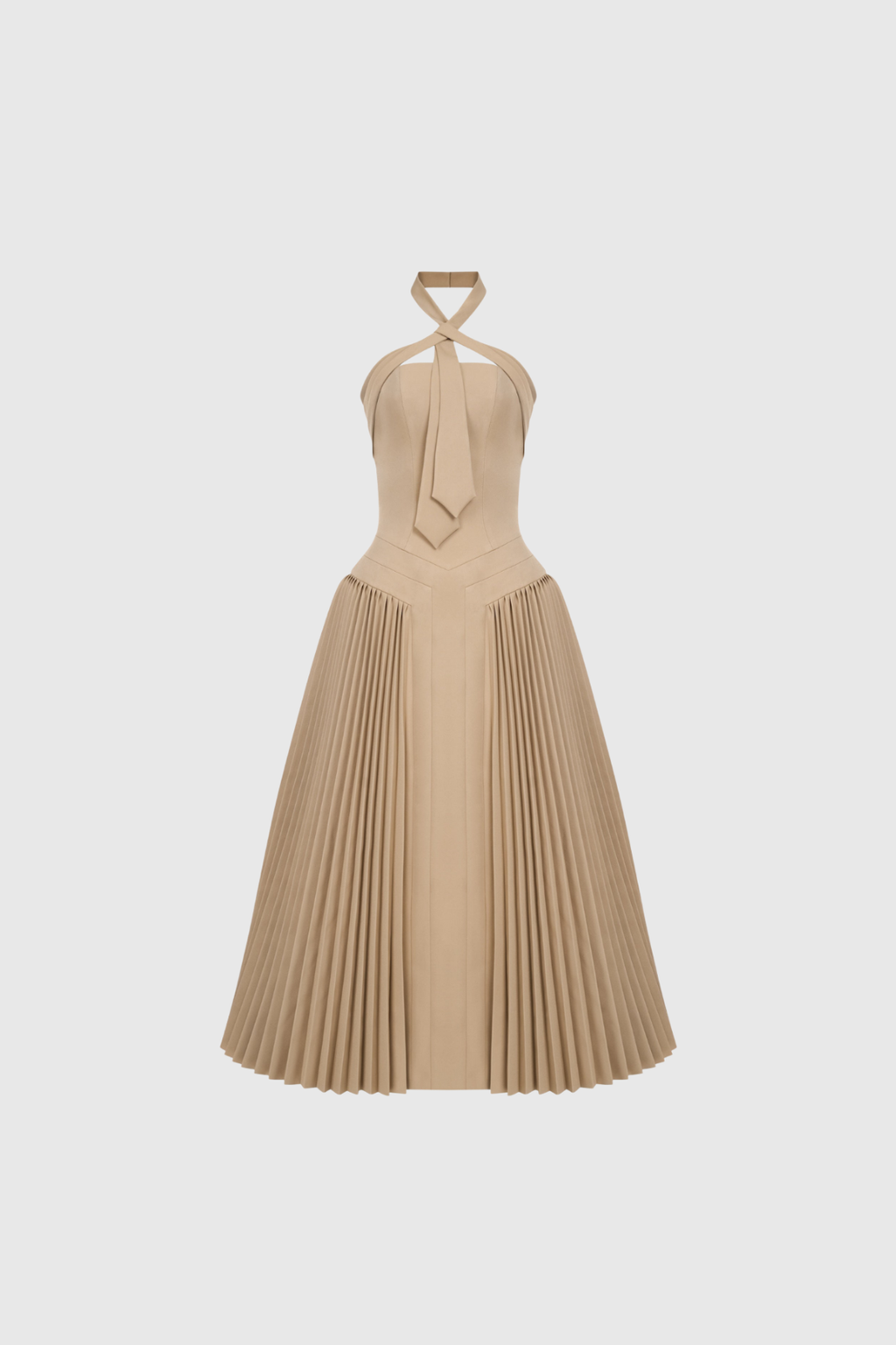 Faramund Halter Neck Pleated Maxi Dress