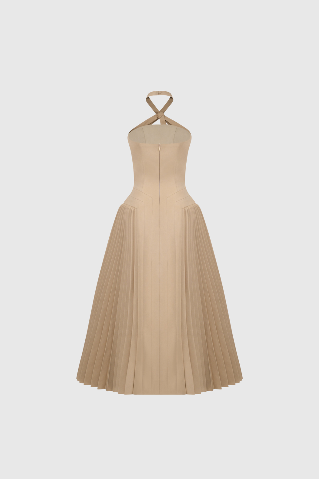 Faramund Halter Neck Pleated Maxi Dress