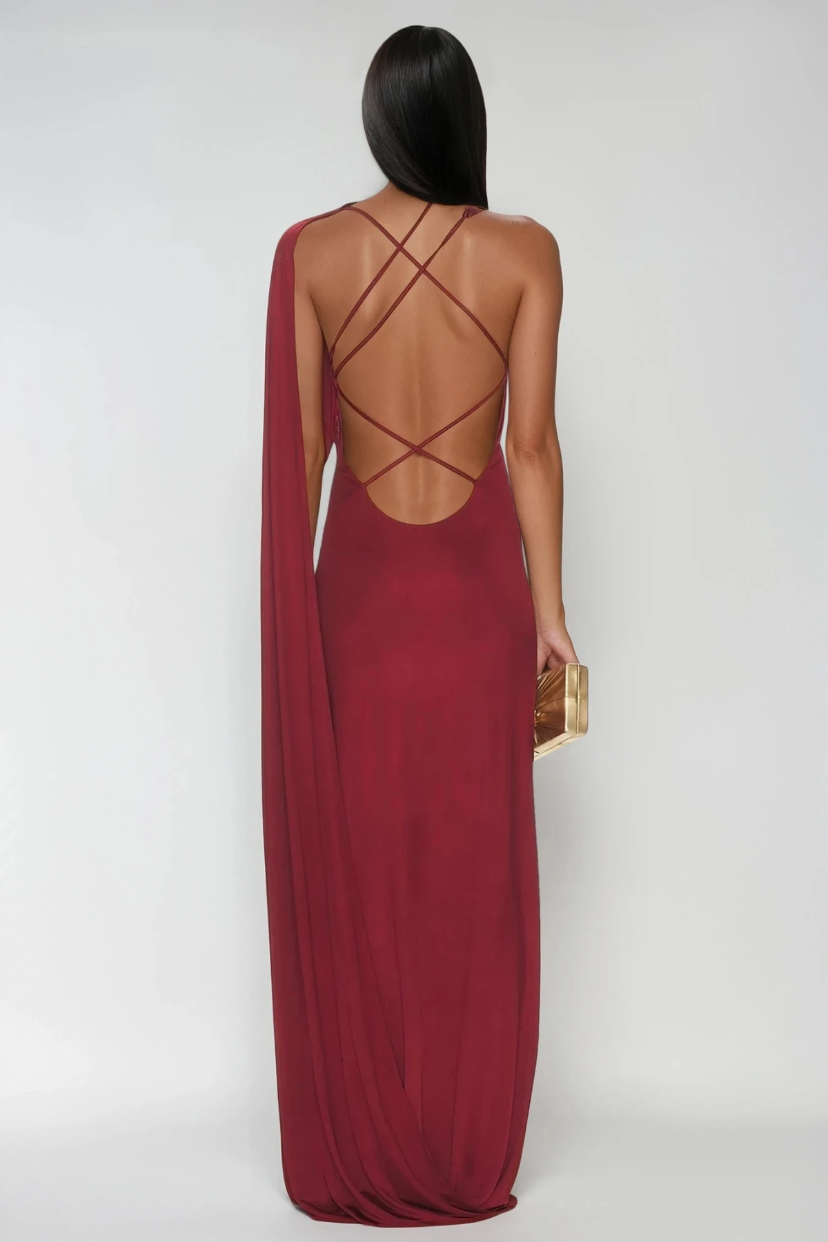 Farjana Asymmetric Draped Scarf Maxi Dress