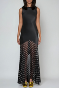 Faro Backless Dot Mesh Maxi Dress