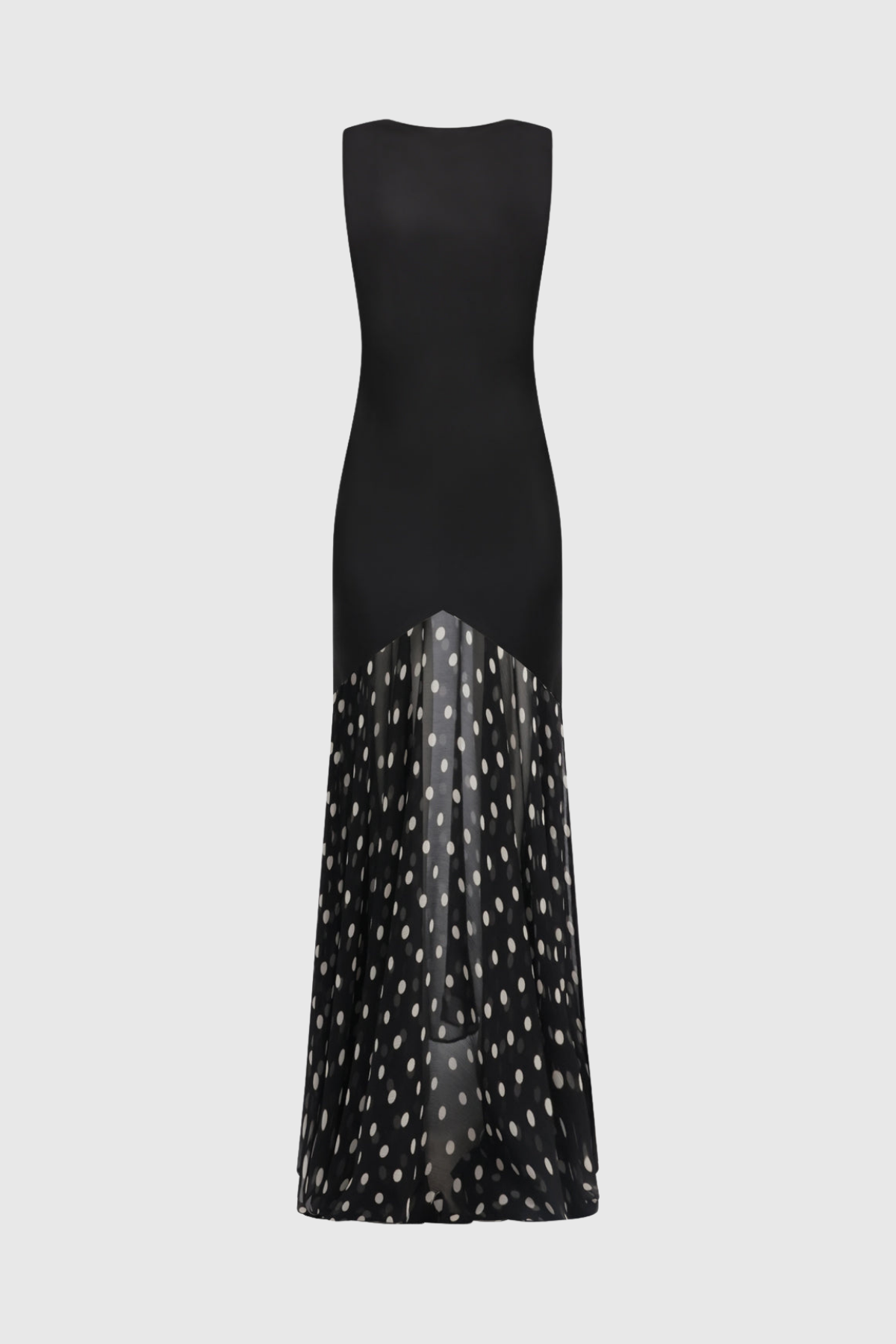 Faro Backless Dot Mesh Maxi Dress