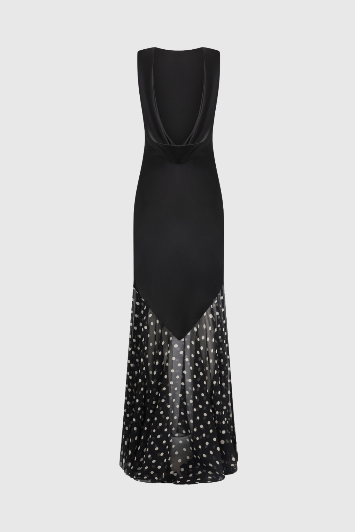 Faro Backless Dot Mesh Maxi Dress