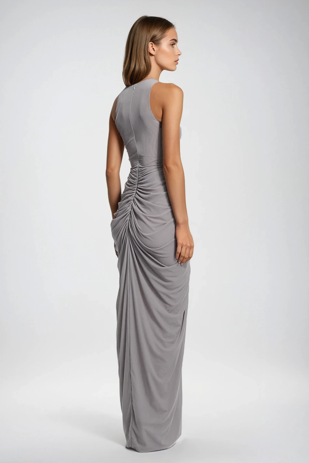 Farrokh Sleeveless Draped Skirt Maxi Dress