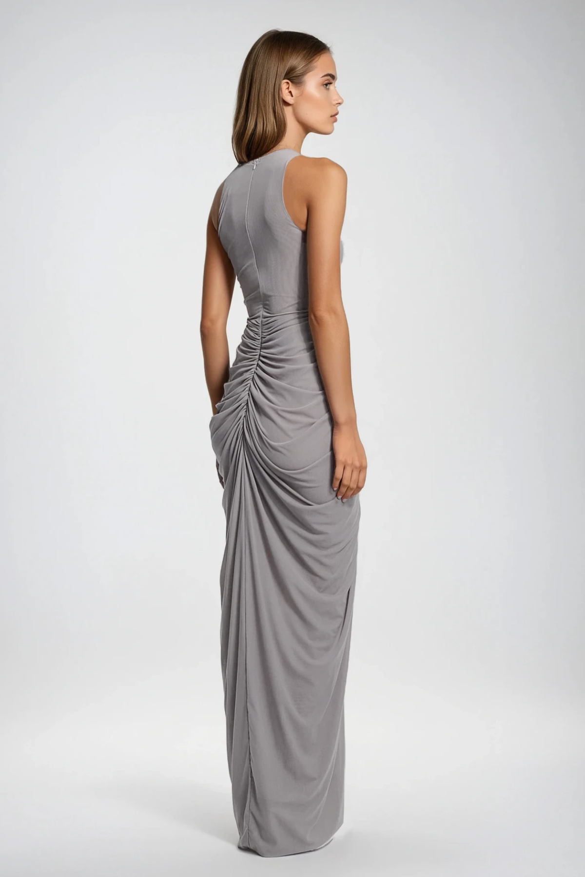 Farrokh Sleeveless Draped Skirt Maxi Dress