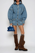 Faustina Balloon Sleeve Denim Mini Dress