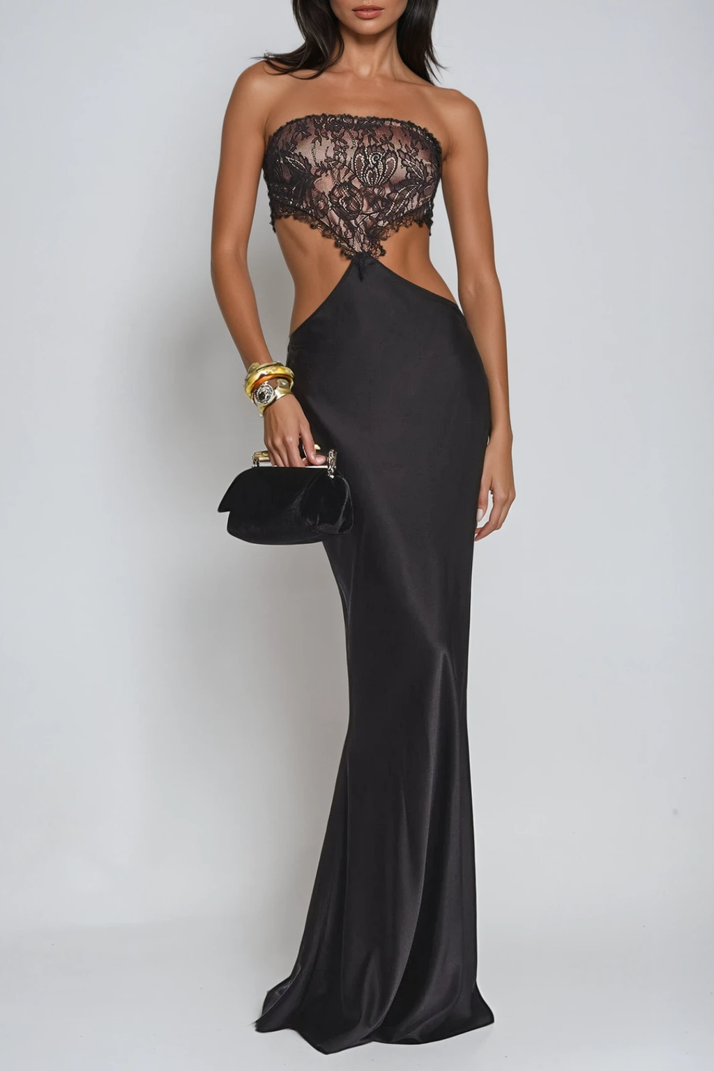 Federica Strapless Deconstruct Lace Maxi Dress