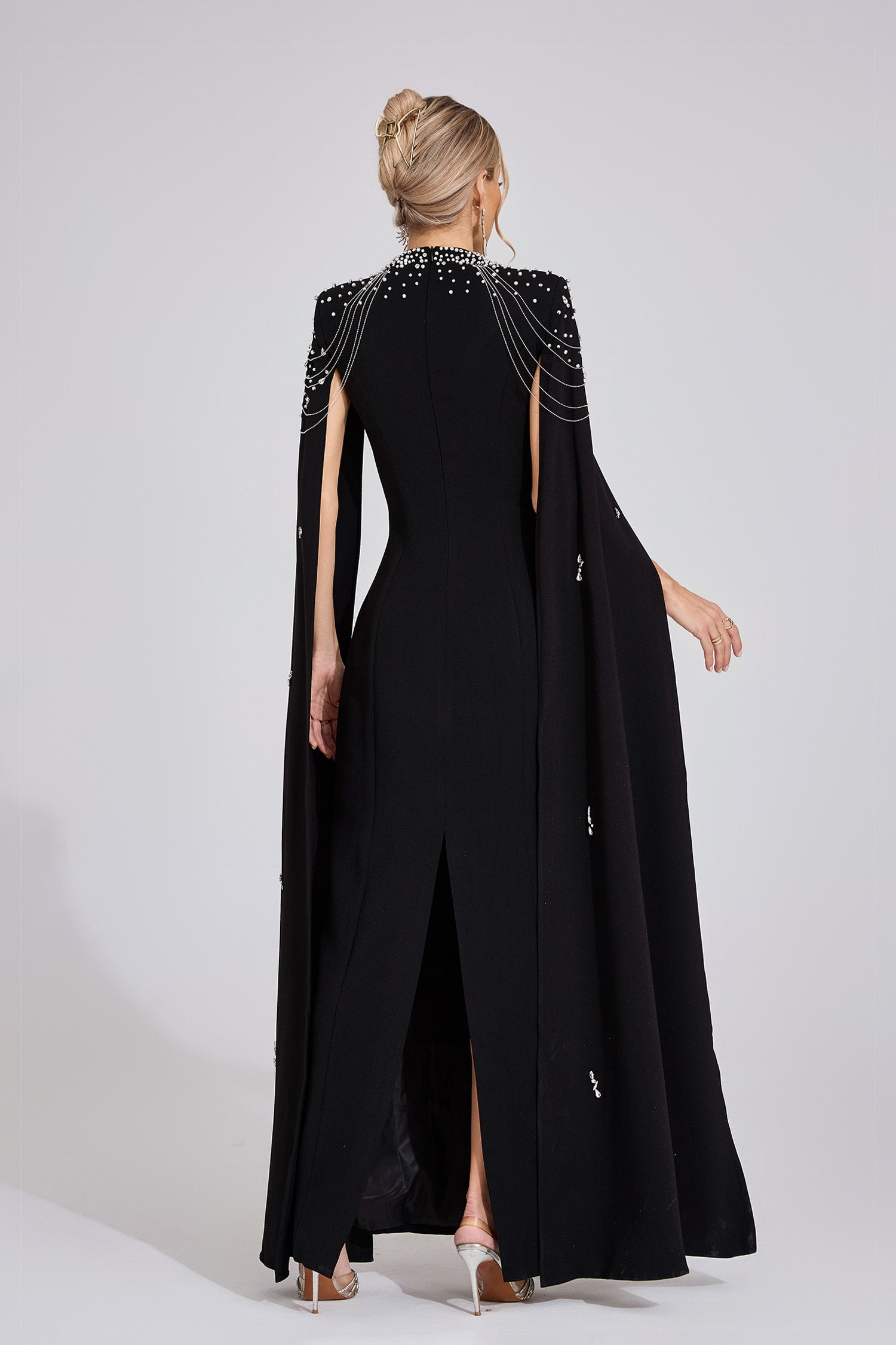 Ffion Black Beaded Maxi Dress