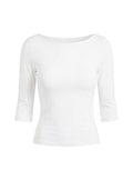 Daily Define Boatneck 3/4 Sleeve Top White