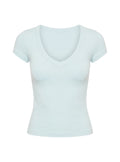 Daily Define Deep V Short Sleeve Top Icy Blue