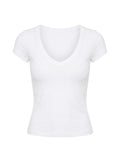 Daily Define Deep V Short Sleeve Top White