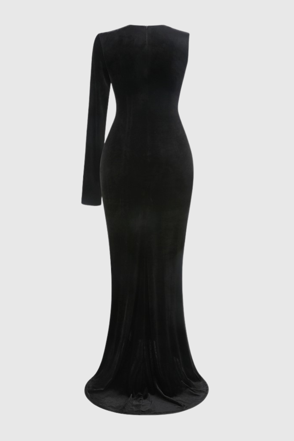 Genevia Bow One Shoulder Velvet Maxi Dress
