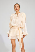 Gray Apricot Long Sleeve Mini Dress